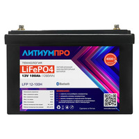 Аккумулятор LFP ЛИТИУМПРО 12В, 100Ач, JBD bluetooth bms